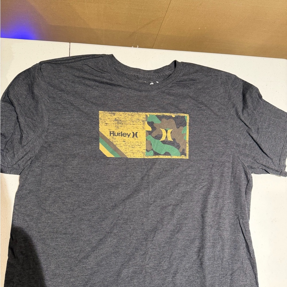 Hurley Charcoal Tee with Yellow and Green Design